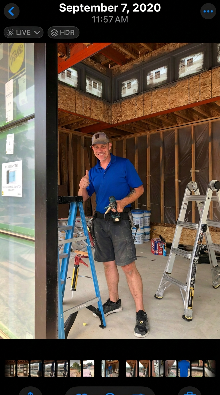 Josh on a residential job site, ready to install